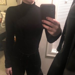Black Form Fitting Turtleneck Bodysuit